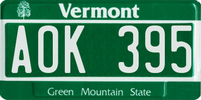VT license plate AOK395