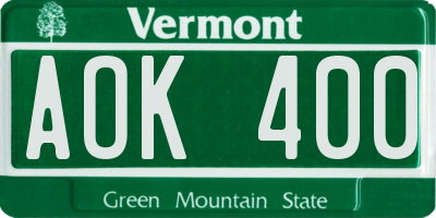 VT license plate AOK400
