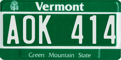 VT license plate AOK414