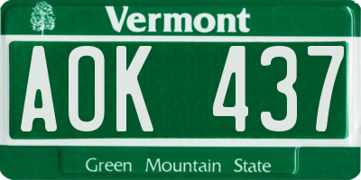 VT license plate AOK437