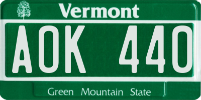 VT license plate AOK440