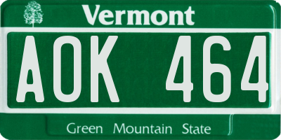 VT license plate AOK464