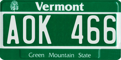VT license plate AOK466