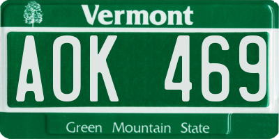 VT license plate AOK469