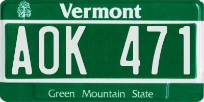 VT license plate AOK471