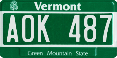 VT license plate AOK487