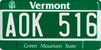 VT license plate AOK516