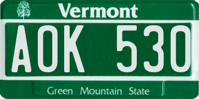 VT license plate AOK530