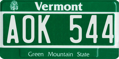 VT license plate AOK544