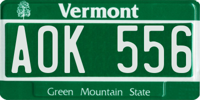 VT license plate AOK556