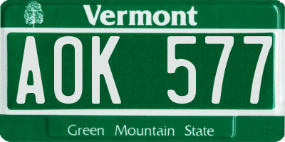 VT license plate AOK577
