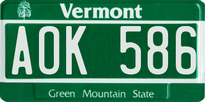 VT license plate AOK586