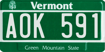 VT license plate AOK591