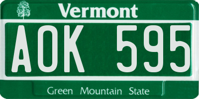 VT license plate AOK595