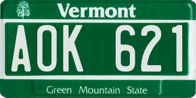 VT license plate AOK621