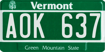 VT license plate AOK637