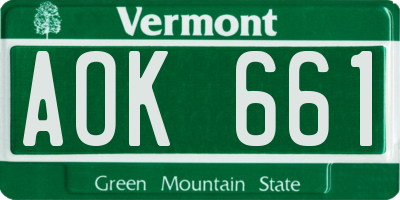 VT license plate AOK661