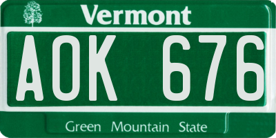 VT license plate AOK676