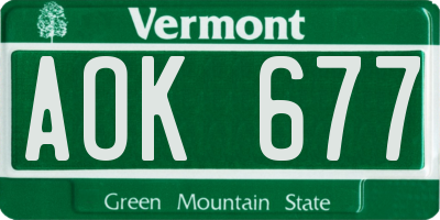 VT license plate AOK677