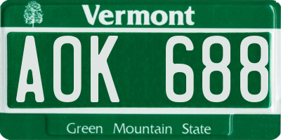 VT license plate AOK688