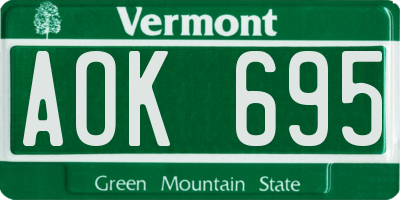 VT license plate AOK695