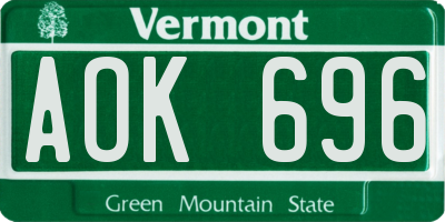 VT license plate AOK696