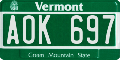 VT license plate AOK697
