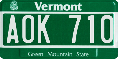 VT license plate AOK710