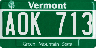 VT license plate AOK713