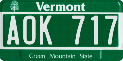 VT license plate AOK717