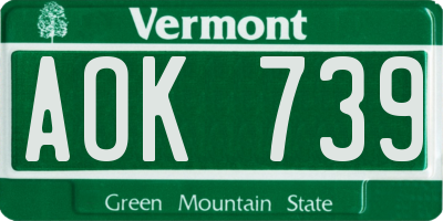 VT license plate AOK739