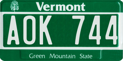 VT license plate AOK744