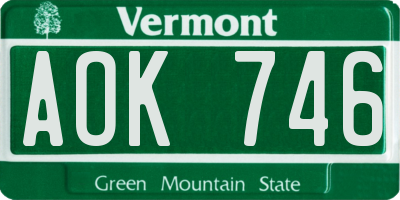 VT license plate AOK746