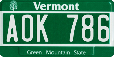 VT license plate AOK786