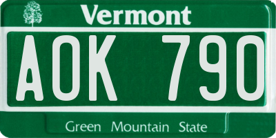 VT license plate AOK790