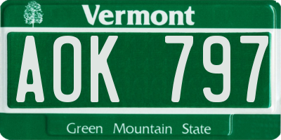 VT license plate AOK797