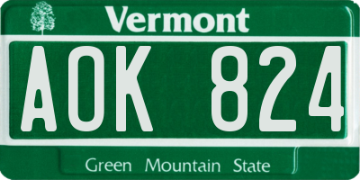VT license plate AOK824