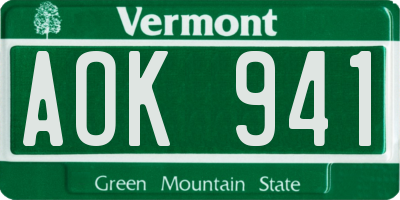 VT license plate AOK941