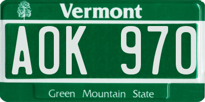 VT license plate AOK970