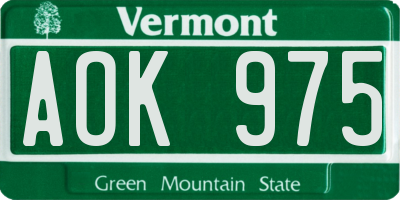 VT license plate AOK975