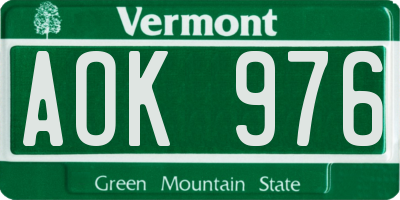 VT license plate AOK976