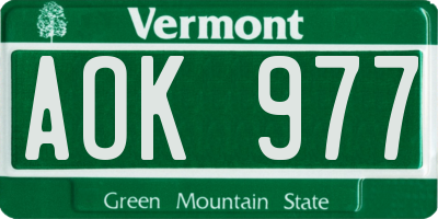VT license plate AOK977