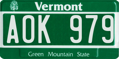VT license plate AOK979