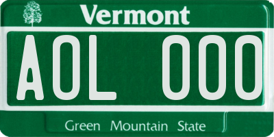 VT license plate AOL000