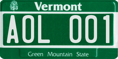 VT license plate AOL001