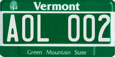 VT license plate AOL002
