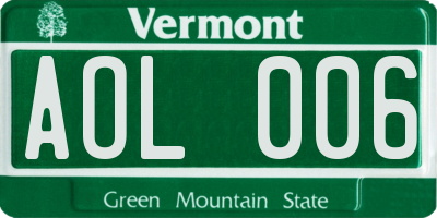 VT license plate AOL006