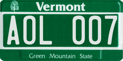 VT license plate AOL007