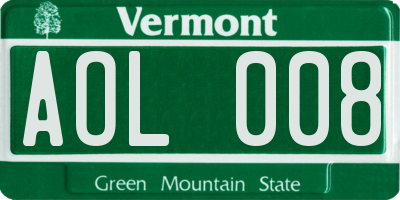 VT license plate AOL008