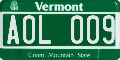 VT license plate AOL009